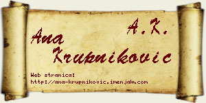Ana Krupniković vizit kartica